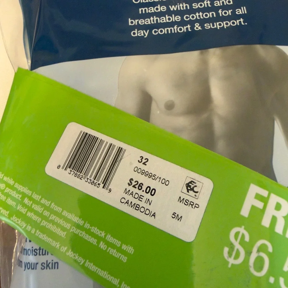 Jockey Classics Mens Full Rise Briefs 4 Pack White 100% Cotton Sz 32‎ 009995/100